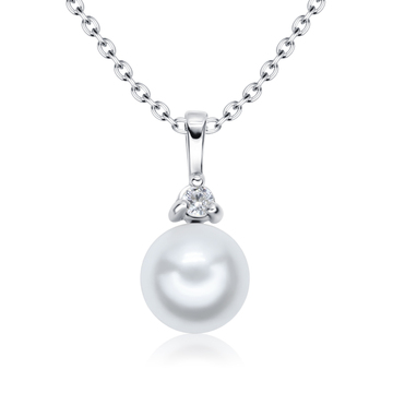 Pearl Designed CZ Silver Necklace SPE-4886